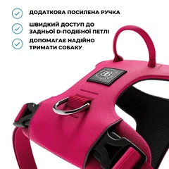 Шлея для собак з нагрудним кільцем та ручкою BullyBillows Lightweight Air Mesh Harness S: ОШ 31-46 см, ОГ 43-56 см Малиновий