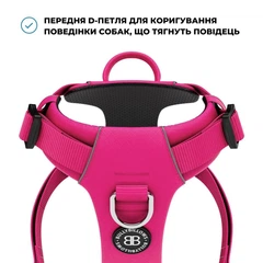 Шлея для собак з нагрудним кільцем та ручкою BullyBillows Lightweight Air Mesh Harness S: ОШ 31-46 см, ОГ 43-56 см Малиновий