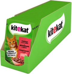 Упаковка вологого корму для котів Kitekat з яловичиною у соусі 28 шт по 85 г (5900951308017)