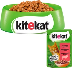 Упаковка вологого корму для котів Kitekat з яловичиною у соусі 28 шт по 85 г (5900951308017)