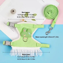 Xtep Шлея з повідцем для котів та собак "DUDU" Салатова Size S
