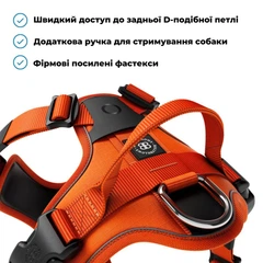 Шлея з переднім кільцем для собак що тягнуть повідець BullyBillows Hurricane Harness No Pull S: ОШ 36-48 см, ОГ 45-64 см Помаранчевий