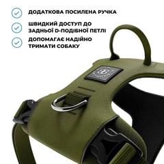 Шлея для собак з нагрудним кільцем та ручкою BullyBillows Lightweight Air Mesh Harness S: ОШ 31-46 см, ОГ 43-56 см Зелений