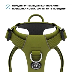 Шлея для собак з нагрудним кільцем та ручкою BullyBillows Lightweight Air Mesh Harness S: ОШ 31-46 см, ОГ 43-56 см Зелений
