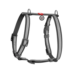 Шлея для собак водостійка анатомічна Н-подібна WAUDOG Waterproof S, сірий, світловідбивна, з QR-паспортом, ширина 15 мм, шия 28–42 см, груди 34–51 см — арт. 328011