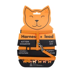 DOGextreme Шлея з повідцем Dog Extreme з нейлону для котів 10 мм х 110 см Помаранчевий (42854 Col)