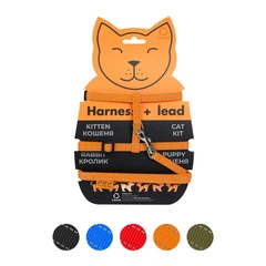DOGextreme Шлея з повідцем Dog Extreme з нейлону для котів 10 мм х 110 см Помаранчевий (42854 Col)