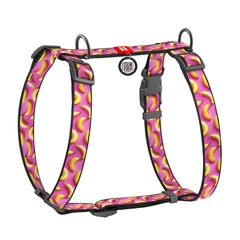 Шлея анатомічна з QR адресником WAUDOG Nylon малюнок "Банани" L (4823089376929)