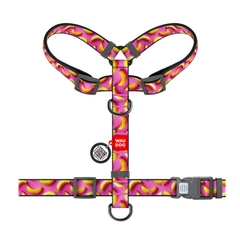 Шлея анатомічна з QR адресником WAUDOG Nylon малюнок "Банани" L (4823089376929)