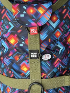 Шлея для собак водостійка анатомічна Н-подібна WAUDOG Magnet з QR-паспортом, магнітна пряжка-фастекс, хакі, розмір S