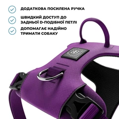 Шлея для собак з нагрудним кільцем та ручкою BullyBillows Lightweight Air Mesh Harness S: ОШ 31-46 см, ОГ 43-56 см Фіолетовий