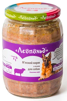 Упаковка вологого корму для собак Леопольд М\'ясний з ягням 670 г х 6 шт. (4820185491594-6/4820185493116-6)