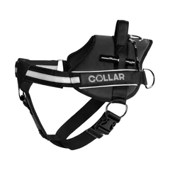 DOGextreme Шлея для собак DOG Extreme POLICE №5 з ліхтариком нейлонова м'яка регульована чорна світловідбиваюча обхват грудей 85-115 см для великих та гігантських порід вівчарок алабаїв кане-корсо мастифів 07131
