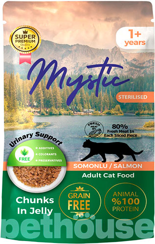 Mystic Вологий корм (шматочки в желе) з курка риба лосось для котів