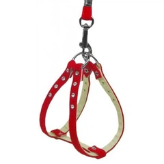 Mirage Pet Products Шлей для маленьких собак шкіряна з велюровим покриттям з камінцями, червоний 8 Mirage Pet 000354642