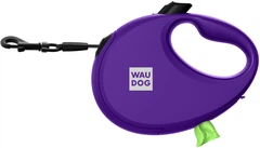 Повідець-рулетка для собак WAUDOG R-leash з контейнером для пакетів світловідбивна стрічка M до 20 кг 5 м Фіолетовий (26289Collar)