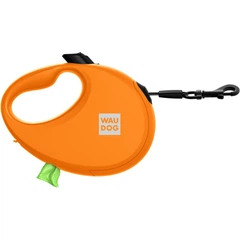 Повідець-рулетка для собак WAUDOG R-leash з контейнером для пакетів, світловідбивна стрічка, помаранчевий, розмір M, до 20 кг, 5 м (26284)