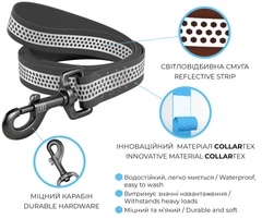 Повідець для собак водостійкий WAUDOG Waterproof, світловідбивний, розмір S, 122 см 15 мм Сірий (260311)