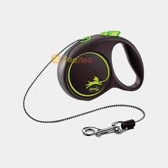 Рулетка для собак Flexi BLACK DESIGN XS зелена, 3 м до 8 кг (трос)