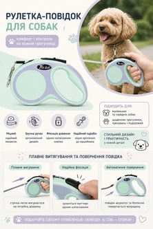 Без бренду Автоматичний повідець-рулетка для собак і котів Pet dog 5 метрів бірюзовий