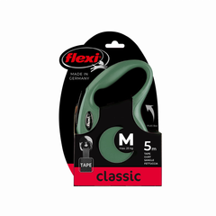 Flexi (Флексі) New Classic M - Повідок-рулетка для собак, стрічка (5 м, до 25 кг) оливковий