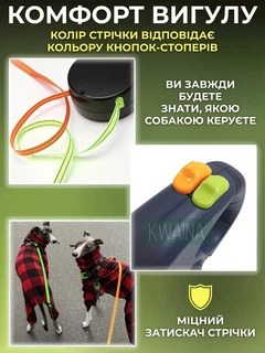 Nazim Подвійний повідець-рулетка з антизакручуванням 360° та ліхтариком з 2-ма карабінами для 2-х собак до 15 кг на 3 м, Синій
