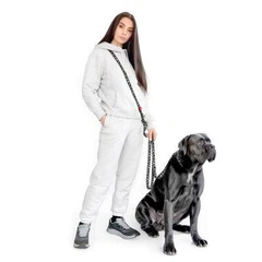 Повідець-перестібка для собак середніх порід WAUDOG Nylon «Зебра», нейлоновий, 3 м × 20 мм, двокарабінний, металеві кільця — арт. 336-0055