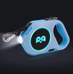 Без бренду Повідок рулетка з LED підсвіткою автоматична на USB блакитна 5м
