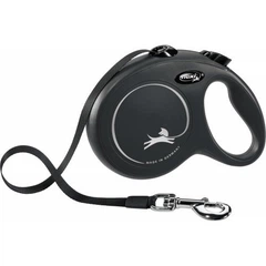 Рулетка Flexi New Classic L, для собак до 50 кг, 5 м, стрічка, чорна