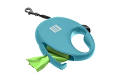 Повідець-рулетка для собак до 12 кг Waudog R-leash з контейнером для пакетів і світловідбивною стрічкою 3 м голуба Collar