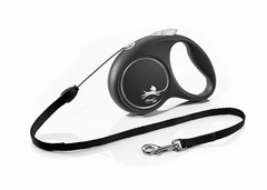 Повідець-рулетка для собак до 12 кг із тросом 5 м Flexi Black Design S (чорна)