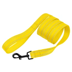 Повідець Собак Bronzedog Active Нейлоновий зі Світловідбиттям Жовтий 20 мм 152 см (61/1228)