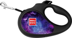 Повідець-рулетка для собак WAUDOG R-leash, малюнок "NASA21", L, до 50 кг, 5 м, світловідбивна стрічка, Чорний (8126-0148-01Collar)