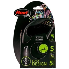 Рулетка Flexi Black Design S, для собак, 5 м, трос, чорна