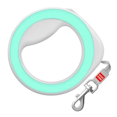 Повідець-рулетка для собак XS-M до 40 кг WAUDOG R-leash круглий салатовий, довжина 2,9 м, світловідбивна стрічка, пластиковий корпус, металевий карабін 81275
