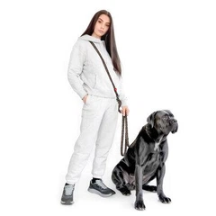Повідець-перестібка для собак середніх порід WAUDOG Nylon «Леопард», нейлоновий, 3 м × 20 мм, двокарабінний, металеві кільця — арт. 336-4066