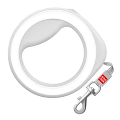 Повідець-рулетка для собак XS-M до 40 кг WAUDOG R-leash кругла біла, довжина 2,9 м, світловідбивна стрічка, пластиковий корпус, металевий карабін 812715
