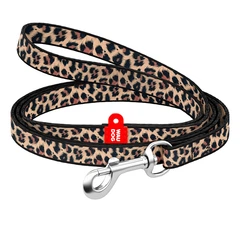 Повідець для котів і дрібних порід собак WAUDOG Nylon Leopard XS леопард 10 мм, довжина 122 см, металевий карабін 369-4066