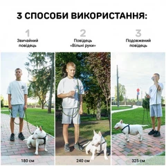 Повідець для Собак "Вільні Руки" з Альпіністського Шнура Світловідбиваючий Barksi Active Синій, 240 см, M (609/02)