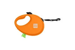 Повідець-рулетка для собак до 12 кг Waudog R-leash з контейнером для пакетів і світловідбивною стрічкою 3 м помаранчева Collar