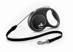 Повідець-рулетка для собак до 20 кг із тросом 5 м Flexi Black Design M (чорна)