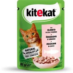 Kitekat Вологий корм (шматочки в соусі) з м'ясо та м'ясні субпродукти риба для котів
