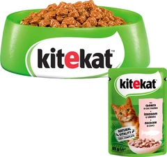 Kitekat Вологий корм (шматочки в соусі) з м'ясо та м'ясні субпродукти риба для котів
