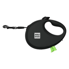 Collar Повідець-рулетка для собак WAUDOG з контейнером для пакетів стрічка, L, до 40 кг, 5 м, чорний