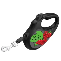 Повідець-рулетка для собак WAUDOG R-leash, малюнок "Калина", L, до 50 кг, 5 м, світловідбиваюча стрічка чорний