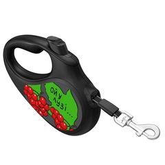 Повідець-рулетка для собак WAUDOG R-leash, малюнок "Калина", L, до 50 кг, 5 м, світловідбиваюча стрічка чорний