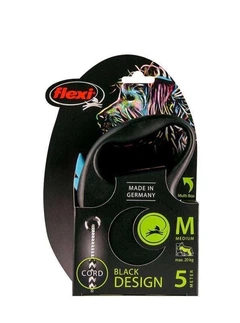 Повідець рулетка для собак Flexi Black Design M 5 м до 20 кг синій