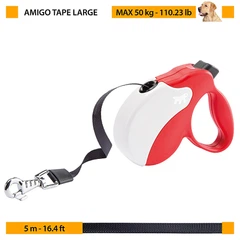 Повідець-рулетка для собак Ferplast Amigo Tape L 5 м до 50 кг Червоний зі стрічкою (75732022)