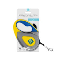 Повідок-рулетка для середніх собак до 25 кг WAUDOG R-leash Colors of Freedom синьо-жовта, стрічка 5 м, світловідбивна, розмір M, 382-4020