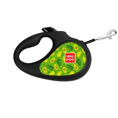 Повідок-рулетка для собак WAUDOG R-leash Авокадо M, чорний, 5 м, до 25 кг, світловідбивна стрічка, металевий карабін 8125-0048-01